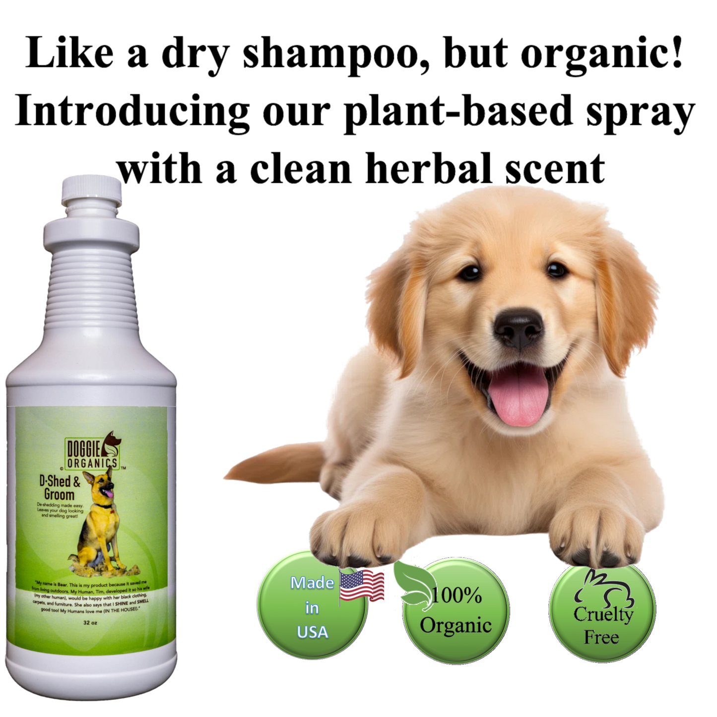 Doggie Organics D-Shed and Groom Dry Shampoo