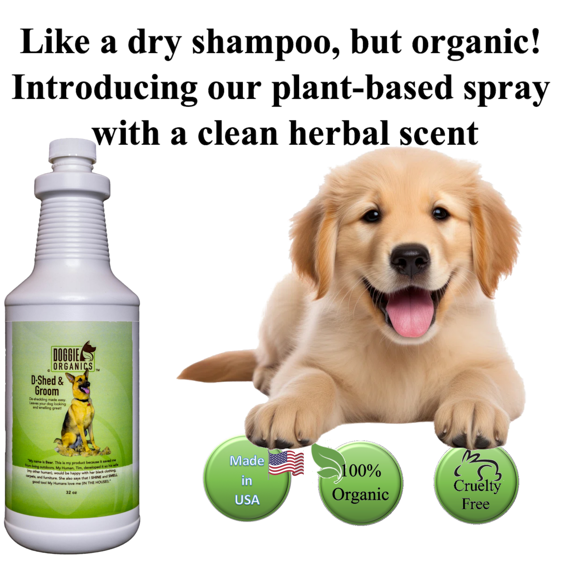 Doggie Organics D-Shed and Groom Dry Shampoo